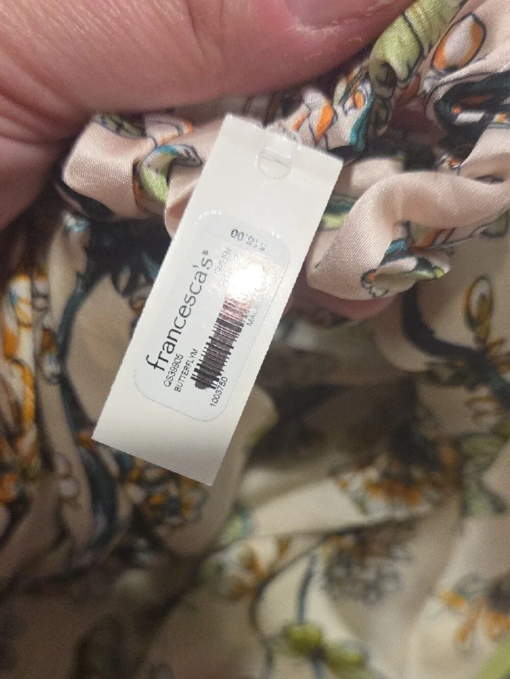 Francescas Floral Bow Scrunchie Hair Tie in Green & White Nwt